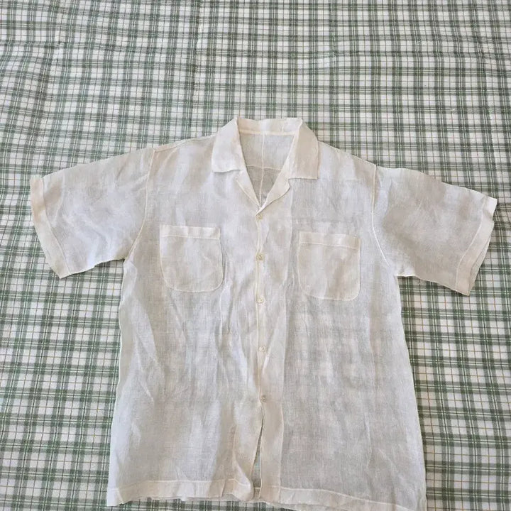 [BUNJANG] Linen Blend Beige Shirt (Size 95/105) / 105ㅡ모시 미색 셔츠ㅡ95