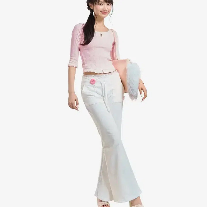 [BUNJANG] POERING Lace Banding Sweatpants (White) M Size / 포어링 Lace banding sweatpants (white) M사이즈