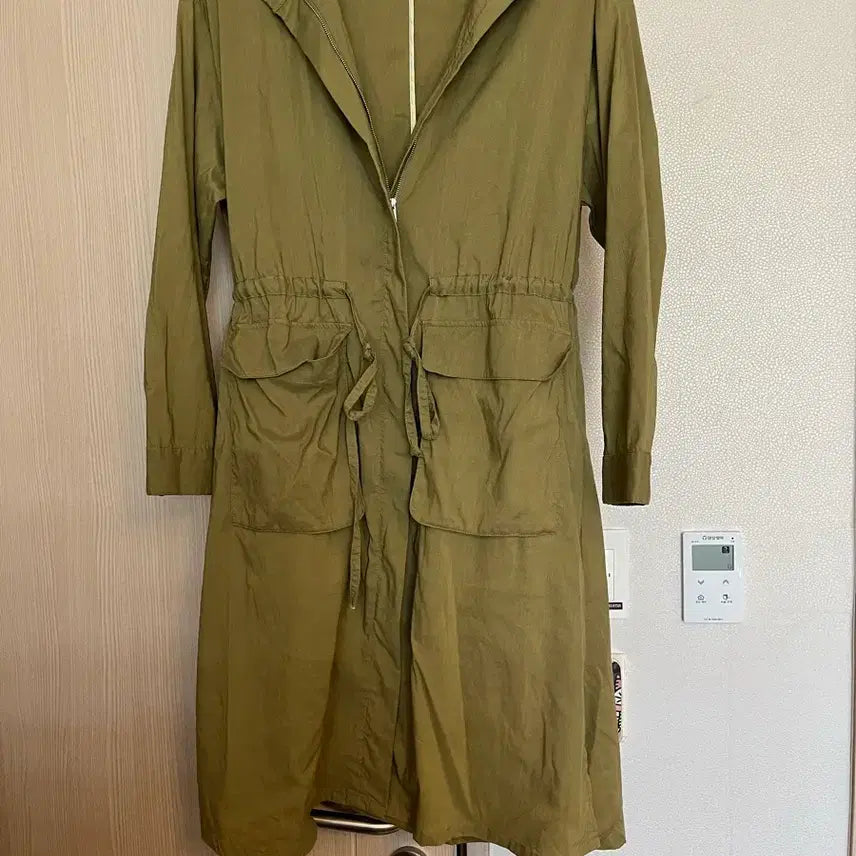 [BUNJANG] Jennu Khaki Linen Blend Long Coat / 66 Jenn U 카키색 린넨 코트