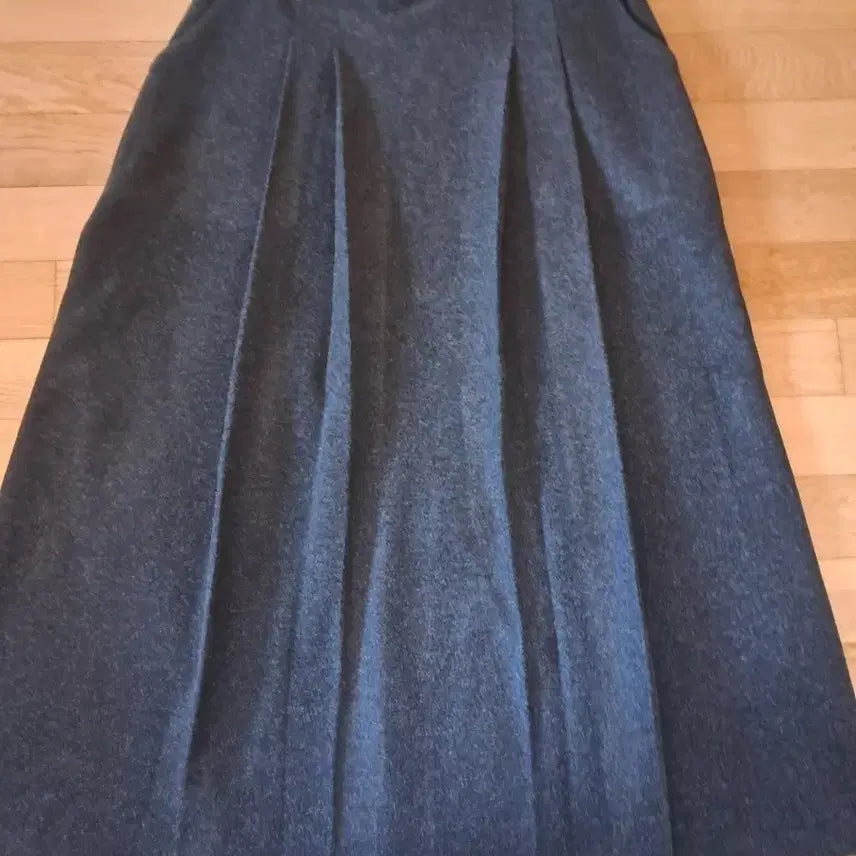 [BUNJANG] Wool Pleated Midi Skirt Dark Grey / 모직 플리츠 스커트 다크 그레이