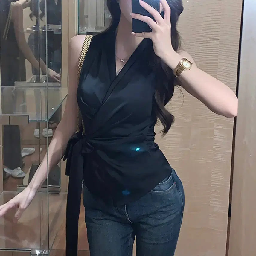 [BUNJANG] Sleeveless Blouse / 랩 민소매 블라우스