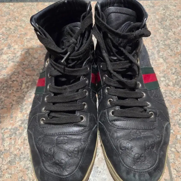 [BUNJANG] Gucci Black High-Top Sneakers / 구찌 블랙 하이탑 스니커즈