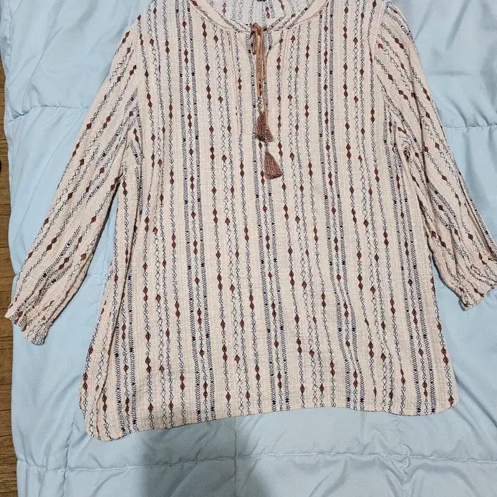 [BUNJANG] All For You Pattern Print 3/4 Sleeve Blouse 100 / 올포유 패턴 프린트 여성 블라우스 7부 100