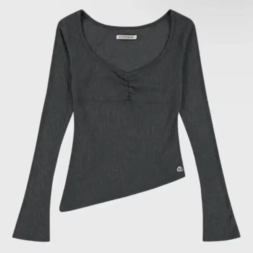 [BUNJANG] Coyseio Asymmetrical Shirring Top Charcoal Grey / 코이세이오 언발란스 셔링 탑 차콜그레이 Coyseio