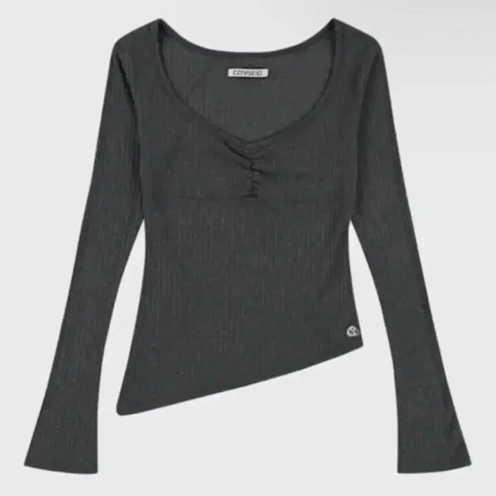 [BUNJANG] Coyseio Asymmetrical Shirring Top Charcoal Grey / 코이세이오 언발란스 셔링 탑 차콜그레이 Coyseio