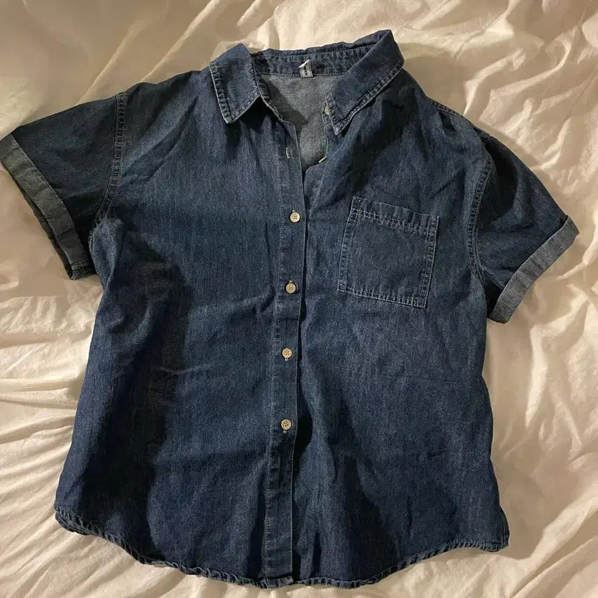 [BUNJANG] Denim Short Sleeve Shirt / 데님 반팔 셔츠 남방