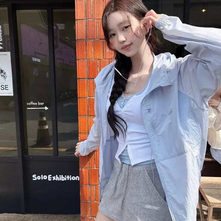 [BUNJANG] TheBarnet Aero Hooded Jacket Light Blue / 더바넷 에어로 후드 자켓 라이트블루색상