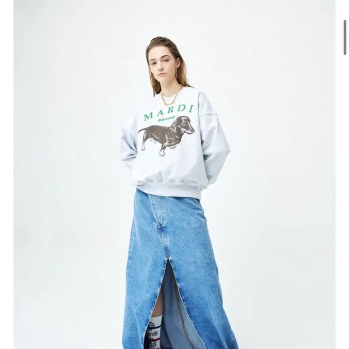 [BUNJANG] Mardi Mercredi Back Mélange Dachshund Sweatshirt / 마르디메크르디 백멜란지 닥스훈트 맨투맨