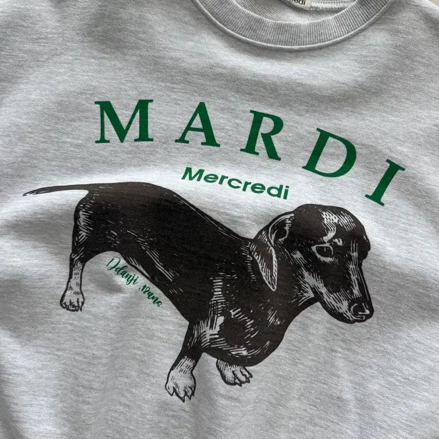 [BUNJANG] Mardi Mercredi Back Mélange Dachshund Sweatshirt / 마르디메크르디 백멜란지 닥스훈트 맨투맨