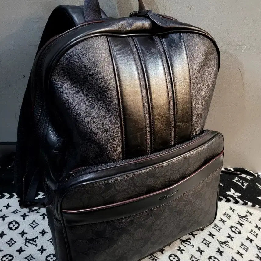 [BUNJANG] Coach Signature Leather Backpack / 정품 코치 시그니처 가죽 레더 백팩