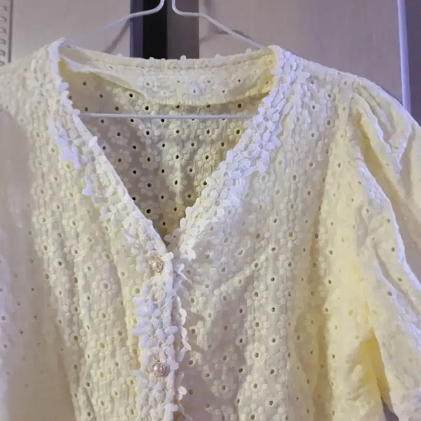 [BUNJANG] Embroidery Punching Lace Blouse / 자수 펀칭 레이스 상의