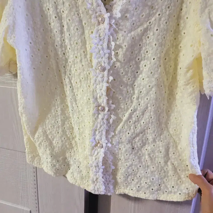 [BUNJANG] Embroidery Punching Lace Blouse / 자수 펀칭 레이스 상의
