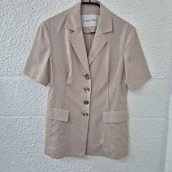 [BUNJANG] LOEUVRE Linen Short Sleeve Jacket Beige / 루에브르LOEUVRE 린넨 반팔 자켓 베이지