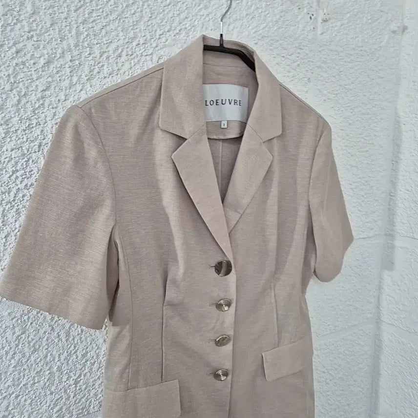 [BUNJANG] LOEUVRE Linen Short Sleeve Jacket Beige / 루에브르LOEUVRE 린넨 반팔 자켓 베이지