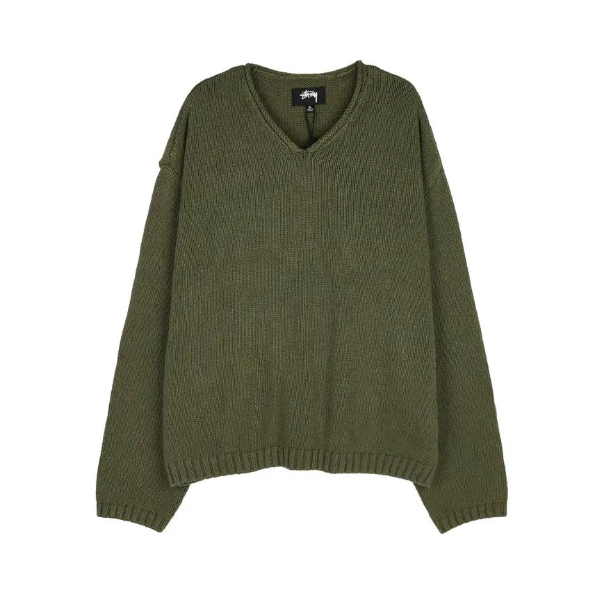 [BUNJANG] Stussy Roll V-Neck Sweater Olive XL / [XL] 스투시 롤 브이 넥 스웨터 올리브