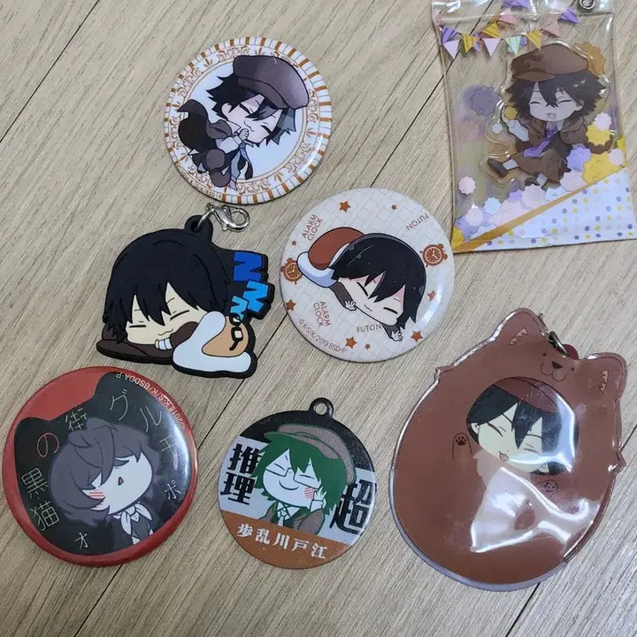 [BUNJANG] Bungo Stray Dogs Ranpo Edogawa Rubber Strap &amp; Badge Bundle / 문스독 포, 란포 뱃지 러버스트랩 일괄