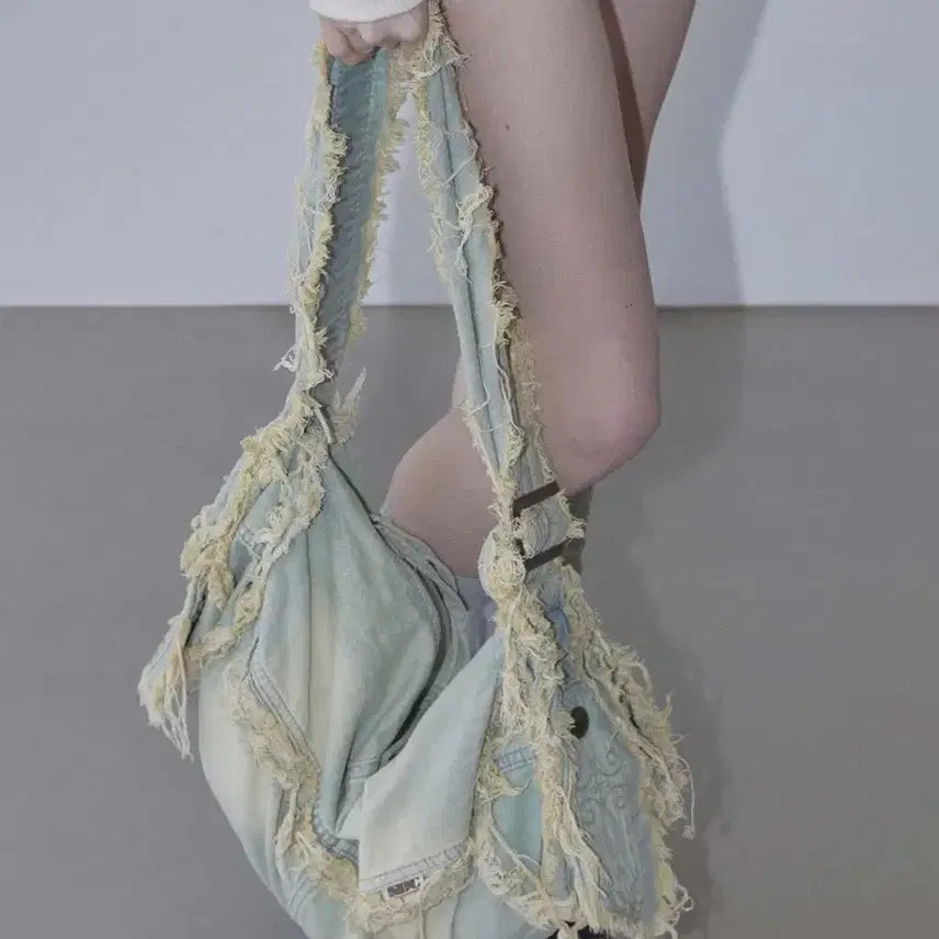 [BUNJANG] Sculptor Destroyed Denim Duffel Bag / 스컬프터 가방  Destroyed Denim Duffel Bag Vint