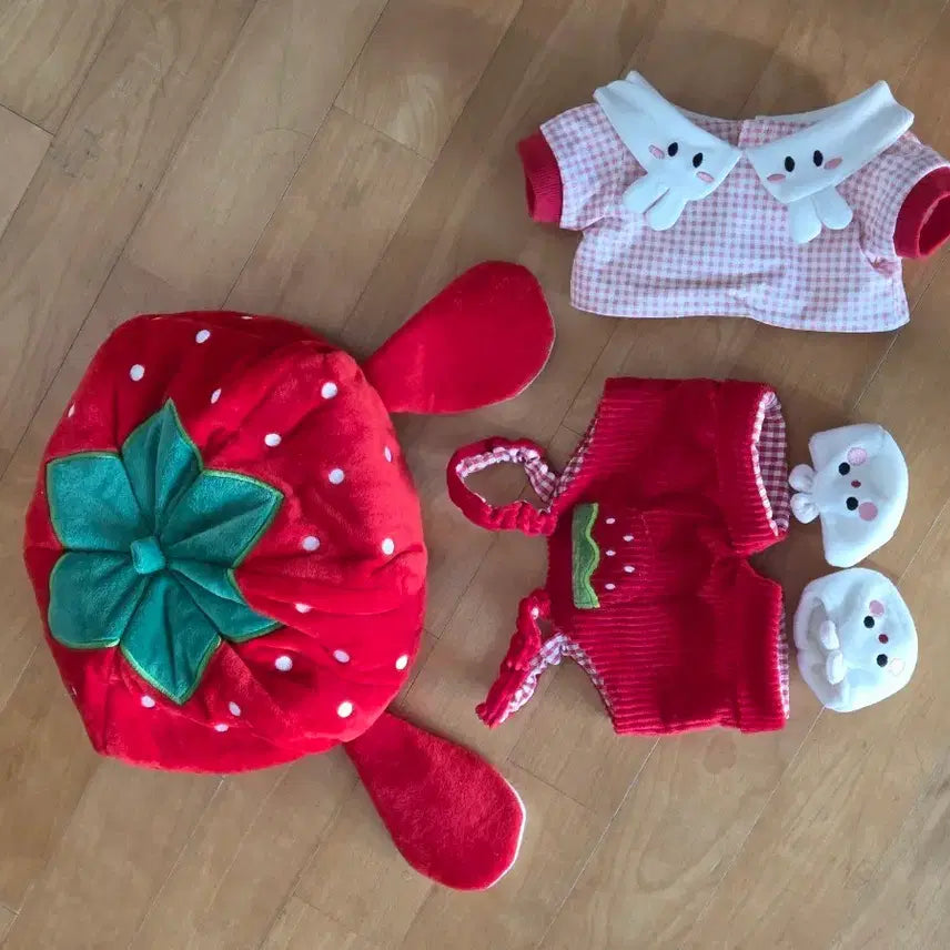 [BUNJANG] 40cm Doll Clothes Strawberry Rabbit Wardrobe / 40cm 솜인형 옷 딸기토끼 옷장