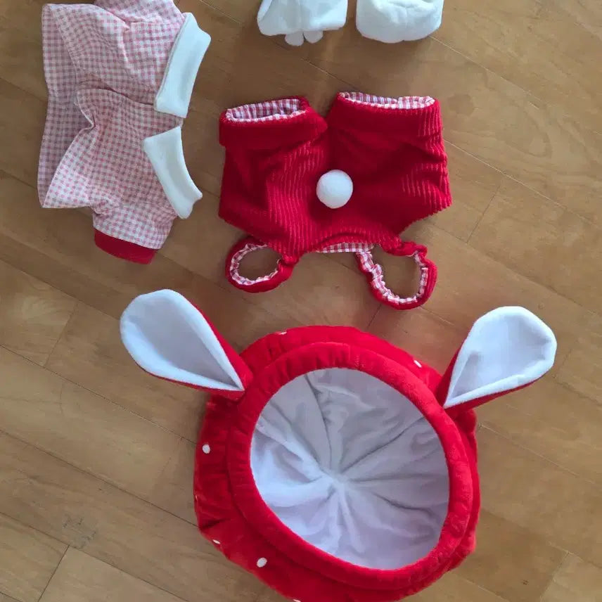 [BUNJANG] 40cm Doll Clothes Strawberry Rabbit Wardrobe / 40cm 솜인형 옷 딸기토끼 옷장