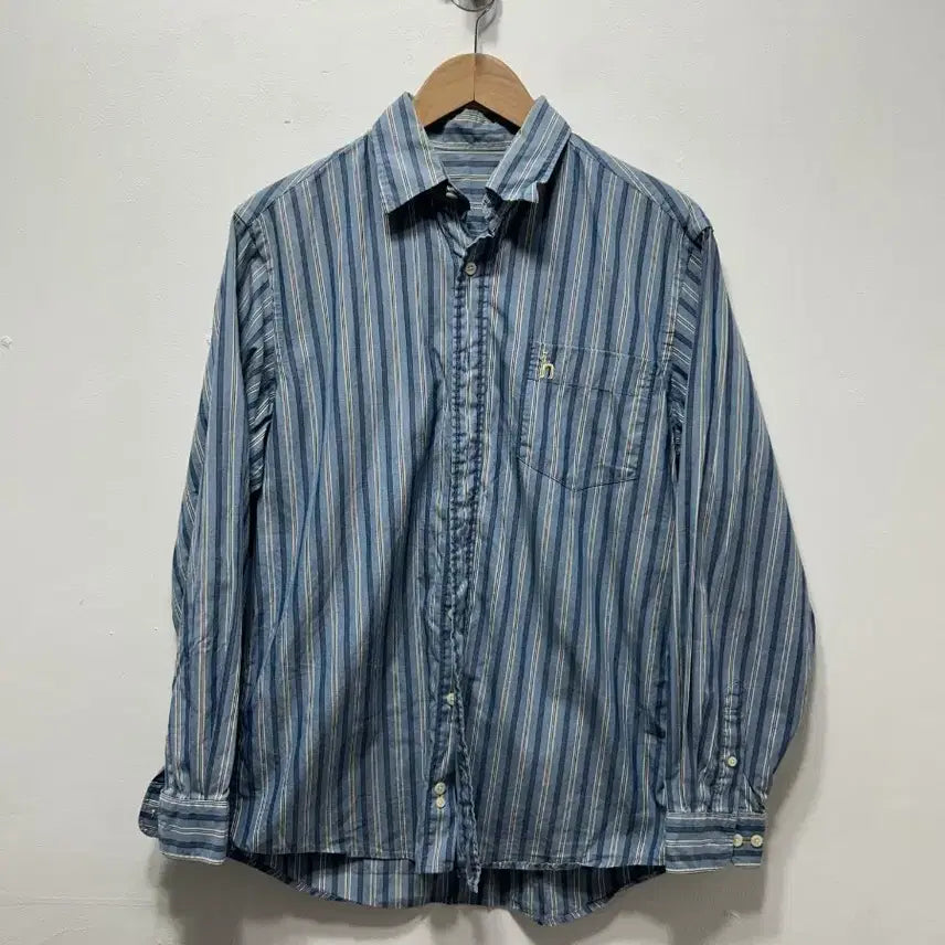 [BUNJANG] Hazzys Blue Stripe Long Sleeve Shirt L / 헤지스 블루 스트라이프 긴팔 셔츠 L