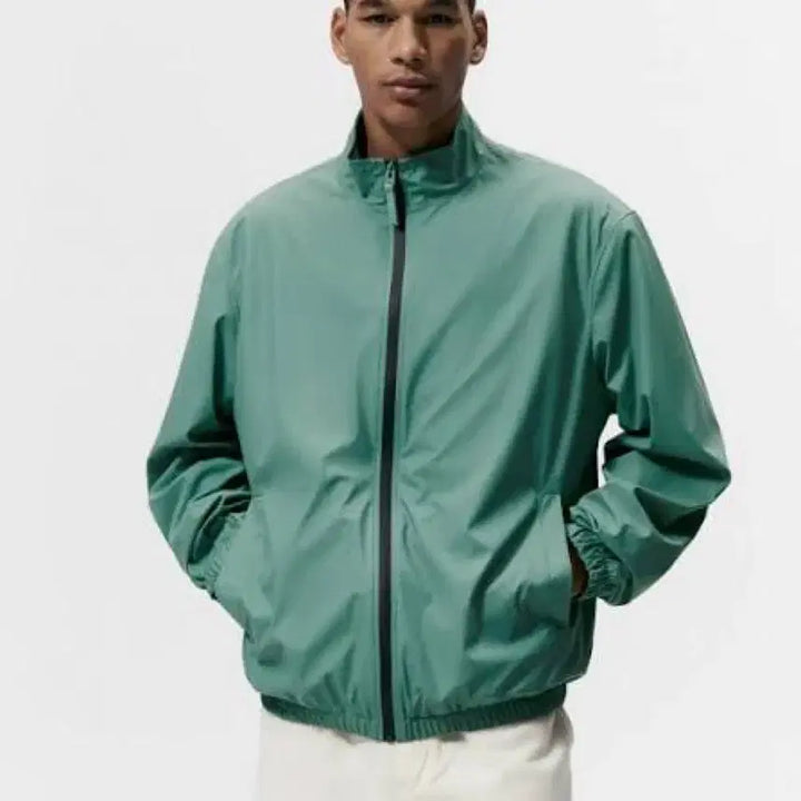 [BUNJANG] Zara Solid Color Leather Windbreaker Jacket / Zara 자라 무지 단색 레더 바람막이 자켓