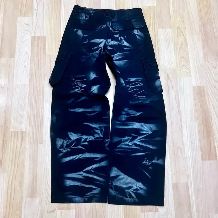[BUNJANG] Vintage Wrinkle Painting Oversized Cargo Pants / (32) 빈티지 주름 페인팅 오버사이즈 카고팬츠