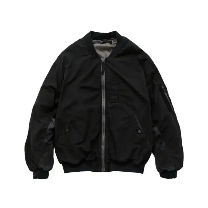 [BUNJANG] Politeru 1011 Reversible Patched MA-1 Washed Black (Dyed Mud) / [4] 폴리테루 1011 리버시블 패치드 마원 워시드 블랙 (다이드 머드