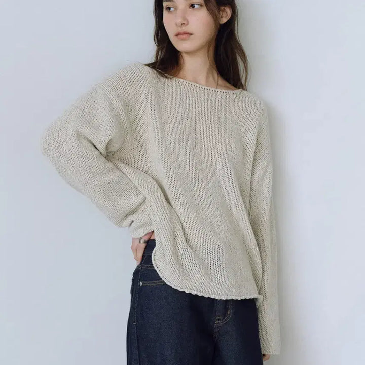 [BUNJANG] URAGO Basic Linen Boatneck Knit Summer Knit / 유라고 베이시 린넨 보트넥 니트 여름 니트