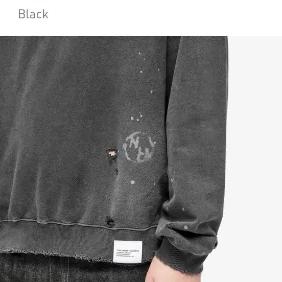 [BUNJANG] Neighborhood Damaged Black Sweatshirt L / 네이버후드 데미지 블랙 맨투맨 L