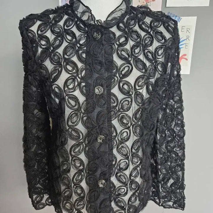 [BUNJANG] Black Lace Blouse Jacket / 블랙 레이스 블라우스 자켓