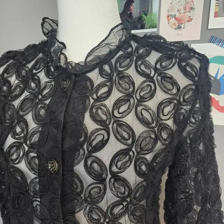 [BUNJANG] Black Lace Blouse Jacket / 블랙 레이스 블라우스 자켓
