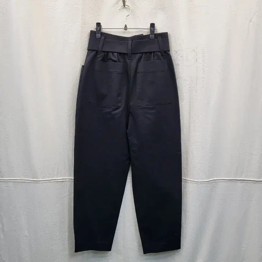 [BUNJANG] Maje Black High-Waist Belt Button Pants / maje 블랙 하이웨스트 벨트 버튼 팬츠