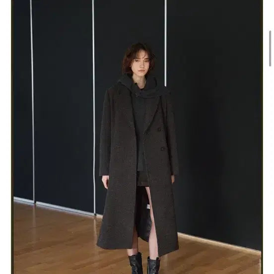 [BUNJANG] Hane Oblique Wool Mac Coat Charcoal / 하네 오블리크 울 맥코트 charcol
