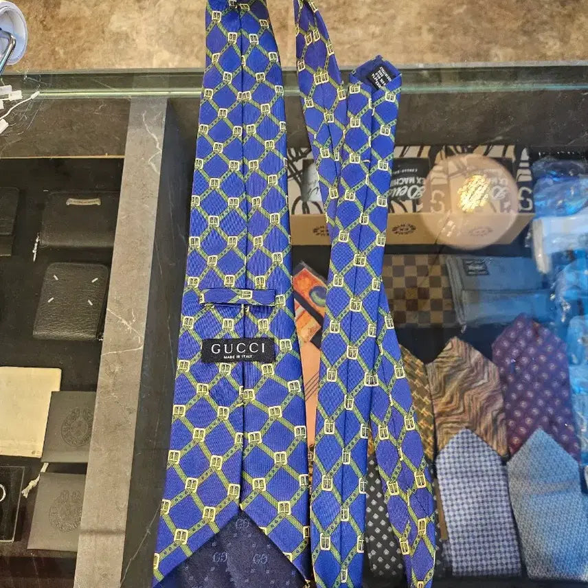 [BUNJANG] Gucci Blue Chain Pattern Tie / 구찌 넥타이 블루 체인 패턴