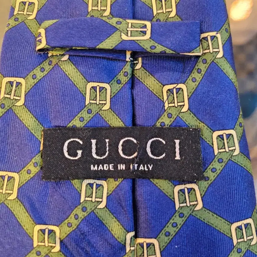 [BUNJANG] Gucci Blue Chain Pattern Tie / 구찌 넥타이 블루 체인 패턴