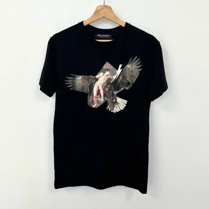 [BUNJANG] Neil Barrett Ruben Eagle Printing Black T-shirt / NEIL BARRETT 닐바렛 RUBEN EAGLE 프린팅 블랙 티셔