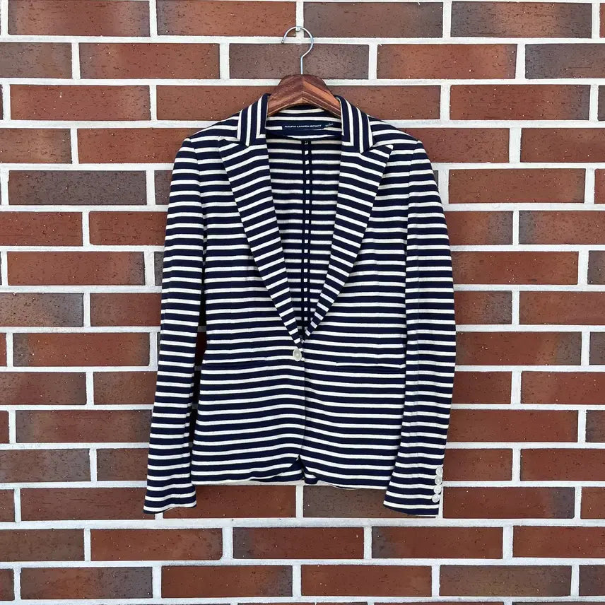[BUNJANG] Polo Ralph Lauren Striped Sweat Blazer / Polo Ralph Lauren 스트라이프 스웻 블레이저