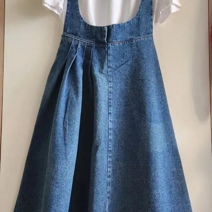 [BUNJANG] Denim Dungaree Flare Skirt / 동대문디자인데님 멜빵 플레어 스커트