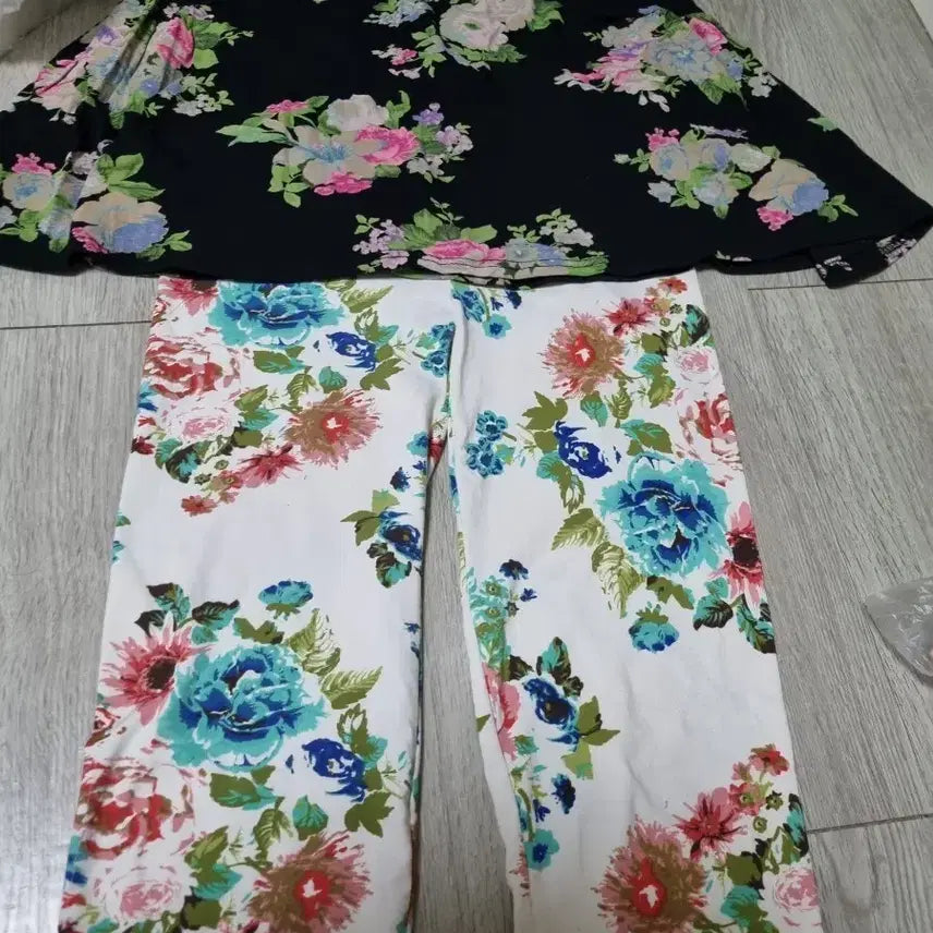 [BUNJANG] Floral Print Top and Pants Set / 꽃무늬 상의 + 바지 세트