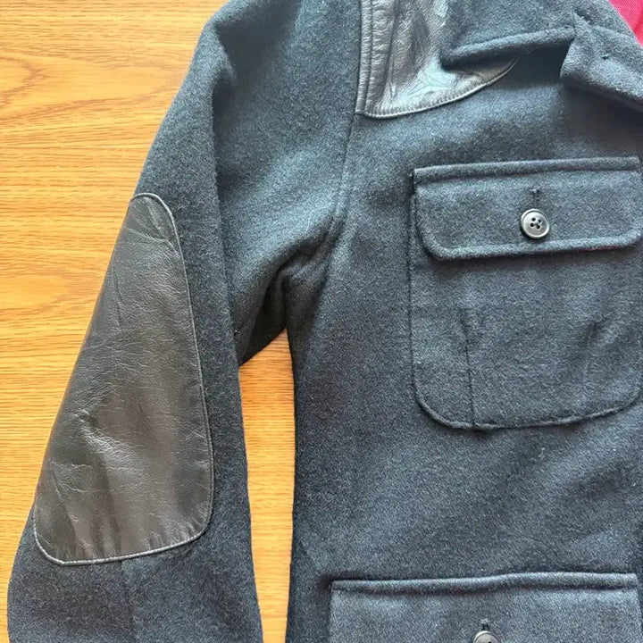 [BUNJANG] Vintage Wool Blend Hunting Jacket with Leather Contrast / 빈티지 울 혼방 헌팅 자켓 배색 소가죽