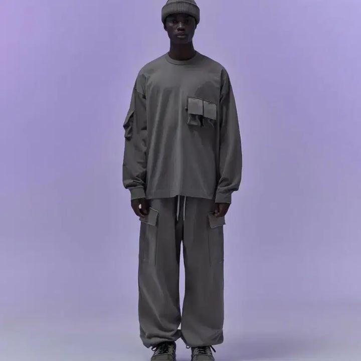 [BUNJANG] Moif Overmil Sweat Pants Olive Grey / 모이프 오버밀 스웻 팬츠[2] 올리브그레이