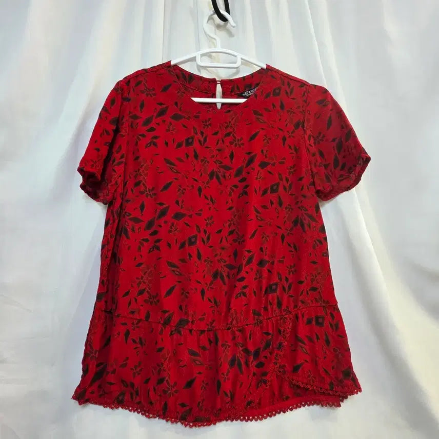 [BUNJANG] Punggi Inyeon Red Short-Sleeve Blouse / 풍기인견여성 빨간색 반팔 블라우스95