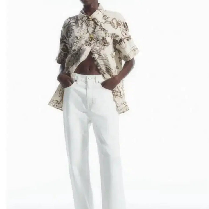 [BUNJANG] COS Botanical Print Short Sleeve Linen Shirt / 코스 보타니컬 프린트 반팔 리넨 셔츠