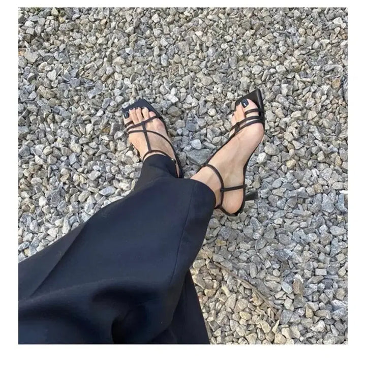 [BUNJANG] Blanc sur Blanc Didie Sandals Black Leather Size 250 / (1회착용) 블랑수블랑 다이디 샌들 미들굽 6cm