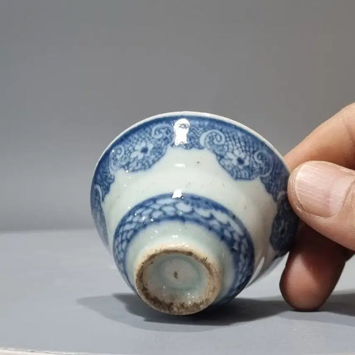 [BUNJANG] Antique Blue-and-White Porcelain Tea Bowl / 골동품 도자기 청화백자다완. 지름6.3 높이 3.7