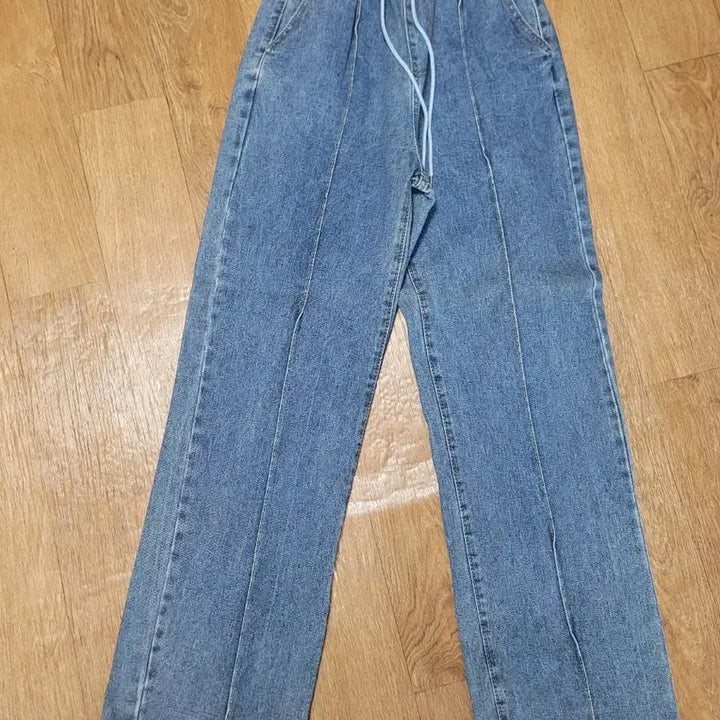 [BUNJANG] Denim Wide Pants with Elastic Waistband / 청바지 데님 팬츠 밴딩 와이드 팬츠