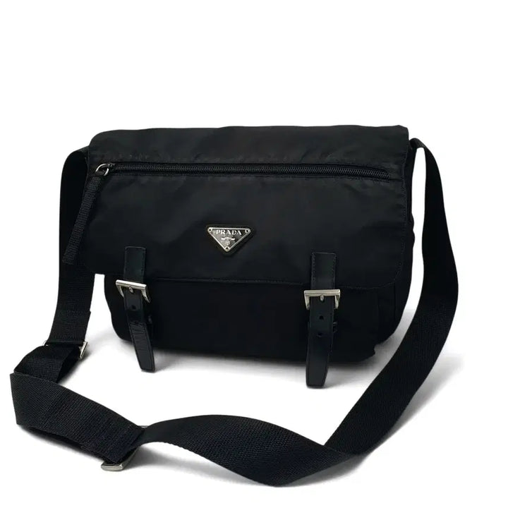 [BUNJANG] Prada Re-Nylon Two Buckle Black Messenger Bag / 프라다 리나일론 투버클 블랙 메신저백 크로스백 숄더백 B6671