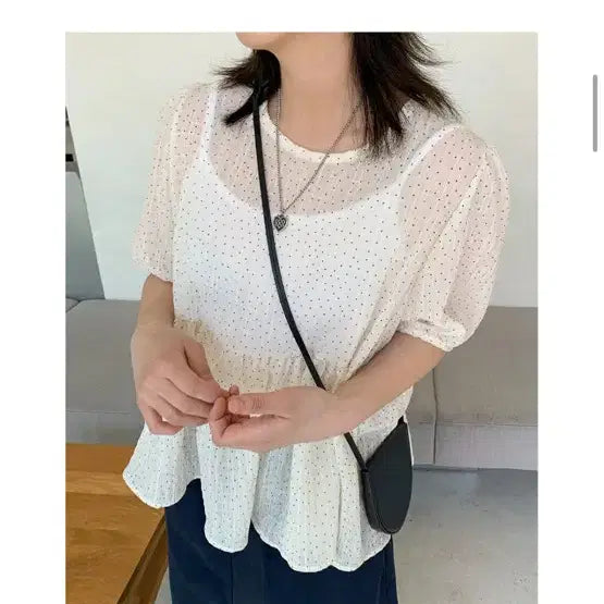 [BUNJANG] BAON Polka Dot Blouse (Plus Size) / 바온 빅사이즈 도트 블라우스