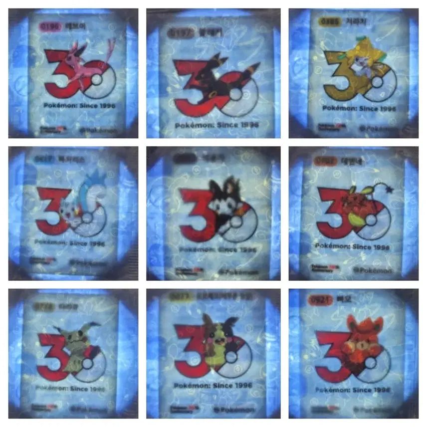 [BUNJANG] Pokemon 30th Anniversary Logo Seal Set (18 Types) / 포켓몬 30주년 로고씰 18종