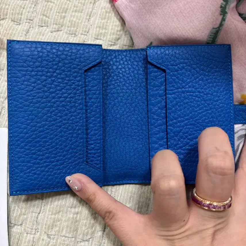 [BUNJANG] Blue Leather Card Holder Wallet / 가죽지갑 블루 카드지갑 판매해요